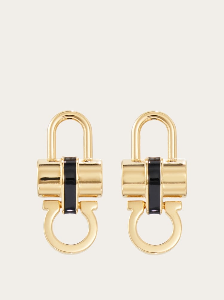 Padlock earrings with resin detail Gallery image 1