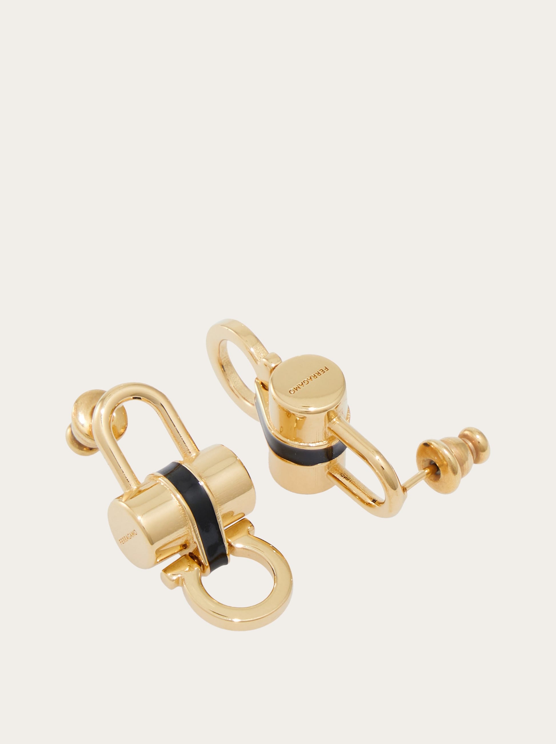 【関税&送料込】Salvatore Ferragamo Gold l Earrings Gancini crystals earrings - L - Women | Ferragamo