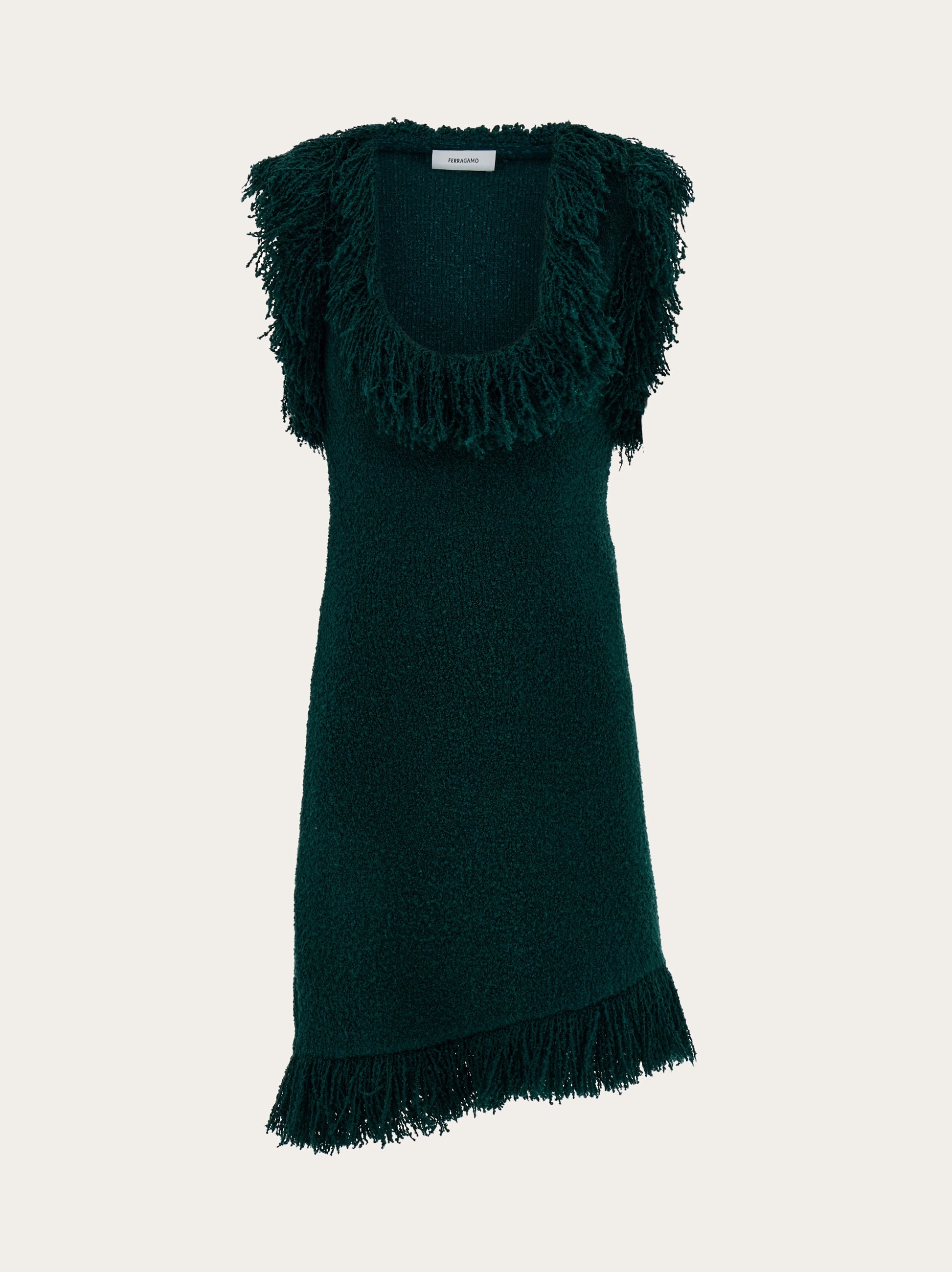 【送料&関税込】Ferragamo Fringed Mini Dress Ferragamo Fringed Silk-blend Halterneck Mini Dress