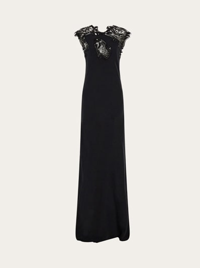Silk dress with lace detail - Women | Ferragamo