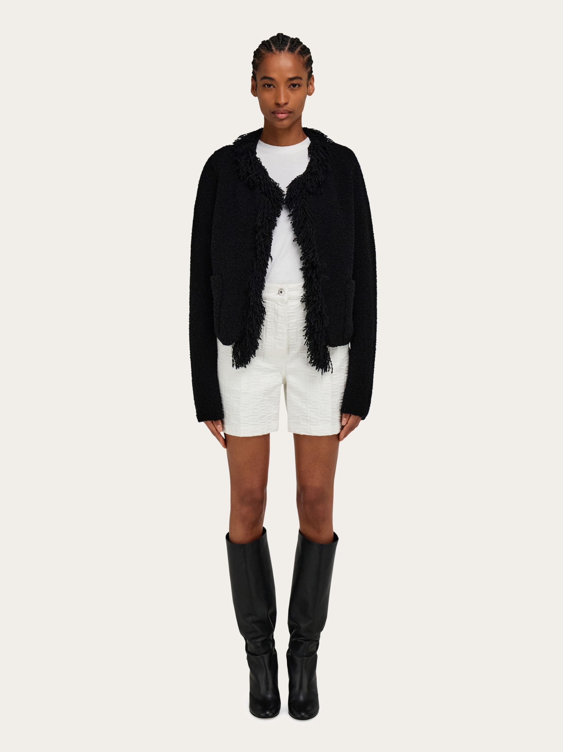 Cardigan with fringe detail - Women | Ferragamo Cardigan with fringe detail - Women | Ferragamo