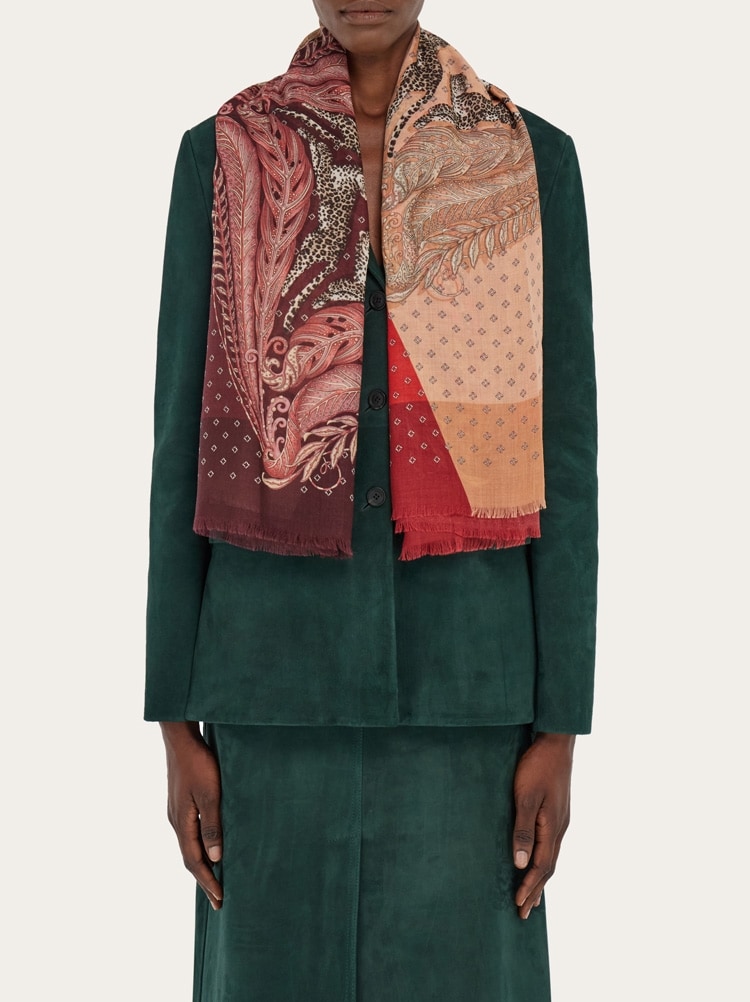 Madras print cashmere stole Gallery image 3