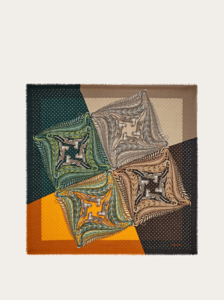 Stola in cashmere stampa Madras Gallery image 1