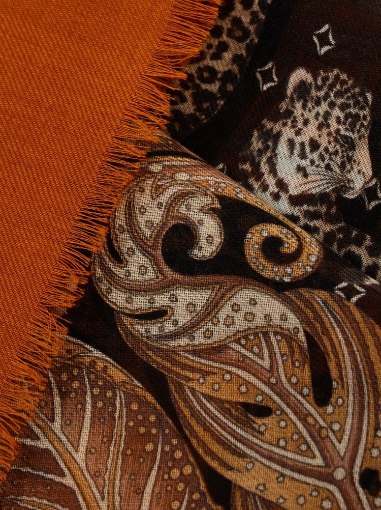 Stola in cashmere stampa Madras Gallery image 2