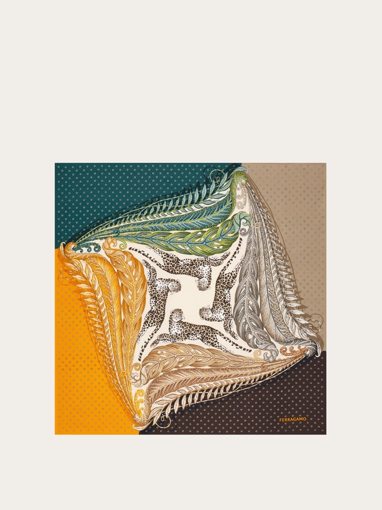 Madras print silk foulard