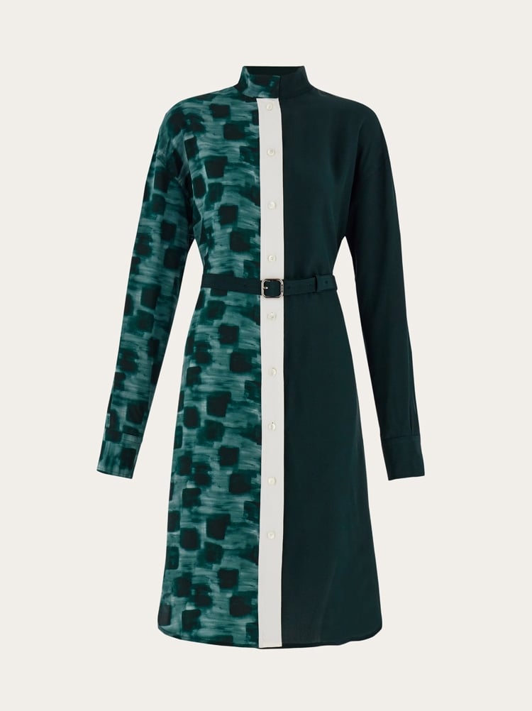Shirt dress with contrasting prints Gallery image 1