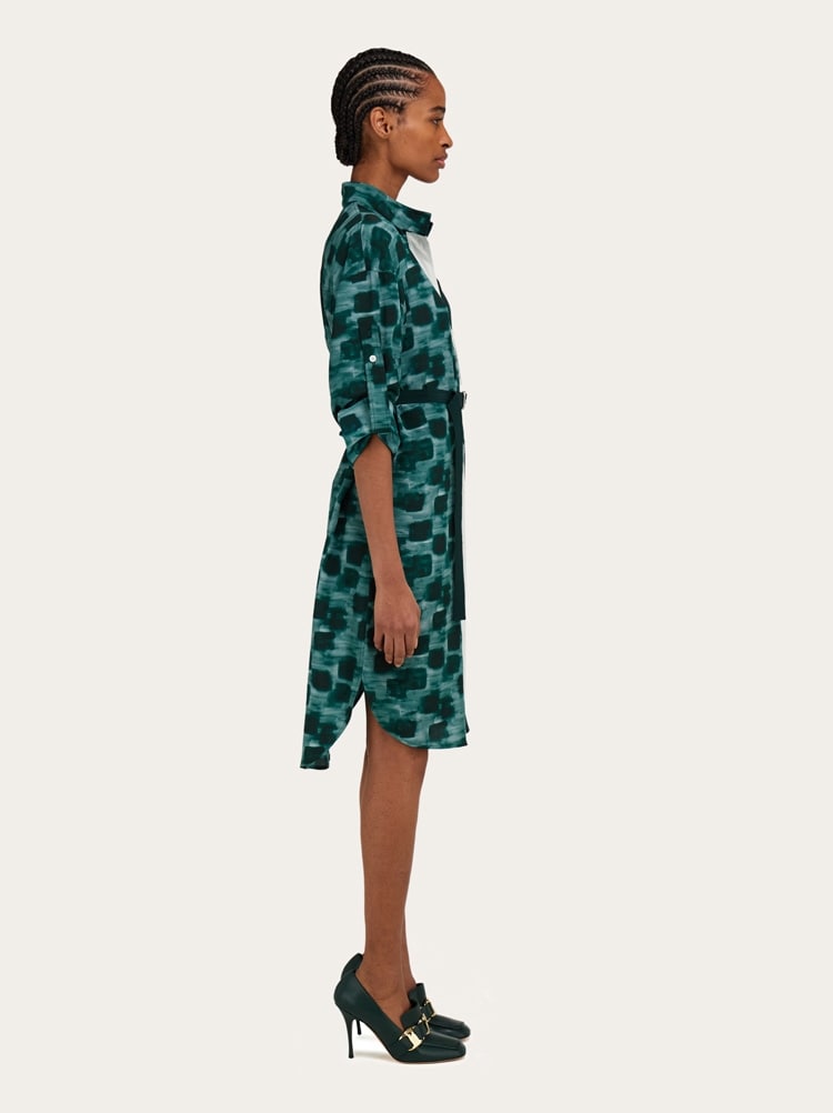 Shirt dress with contrasting prints Gallery image 3