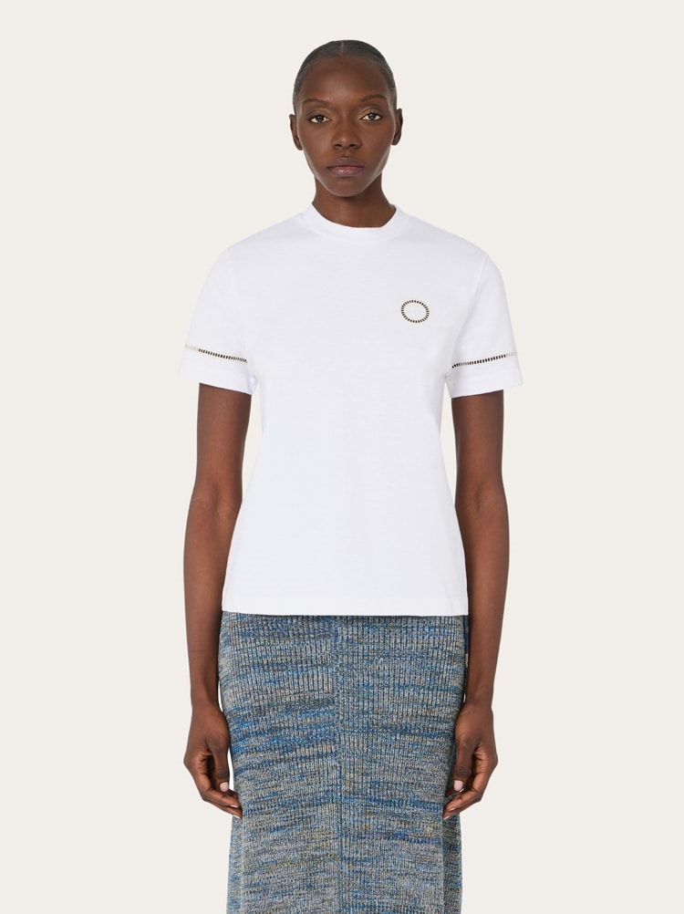 T-shirt with jour stitch detail Gallery image 2