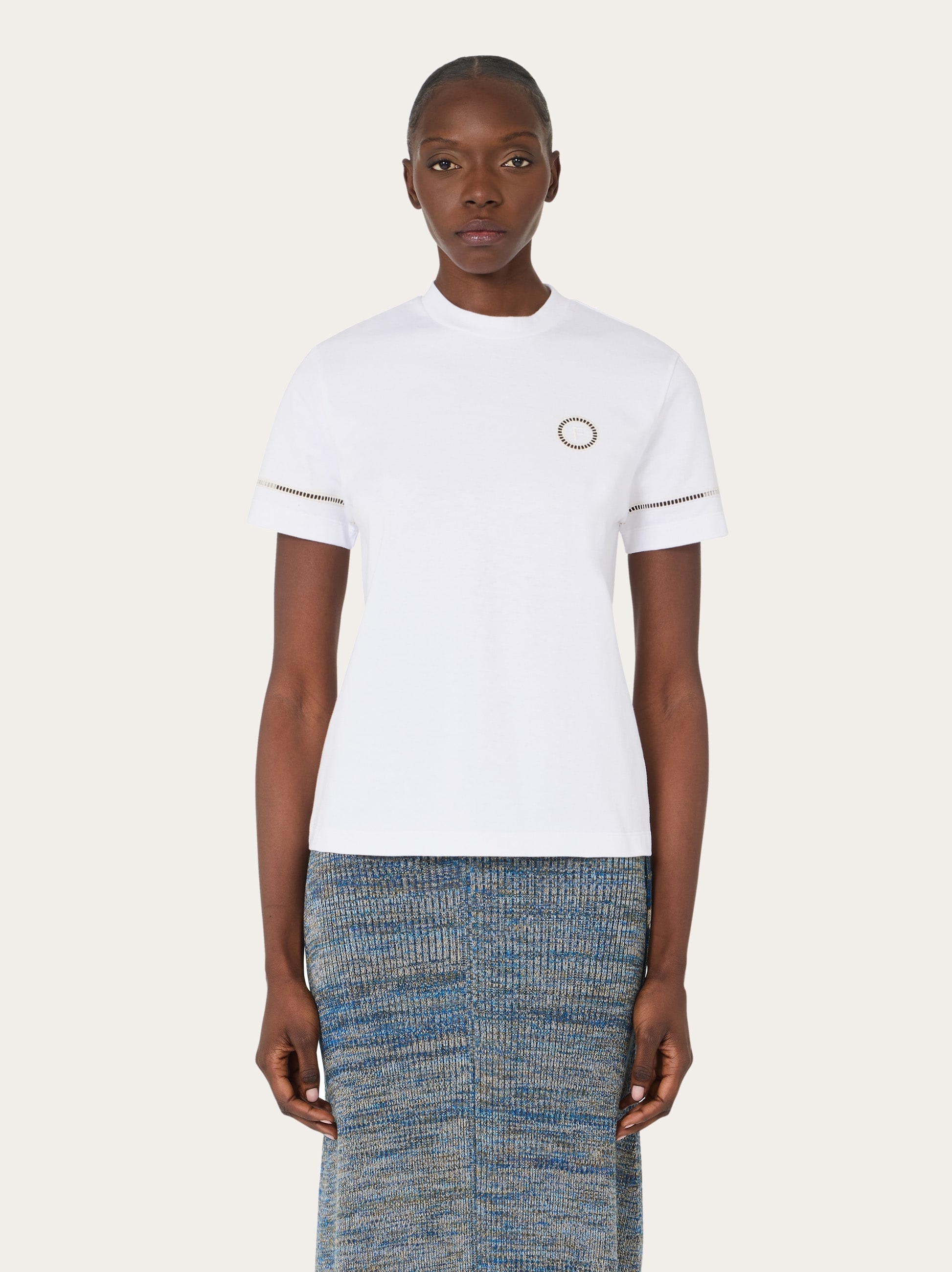 T-shirt with jour stitch detail - Women | Ferragamo