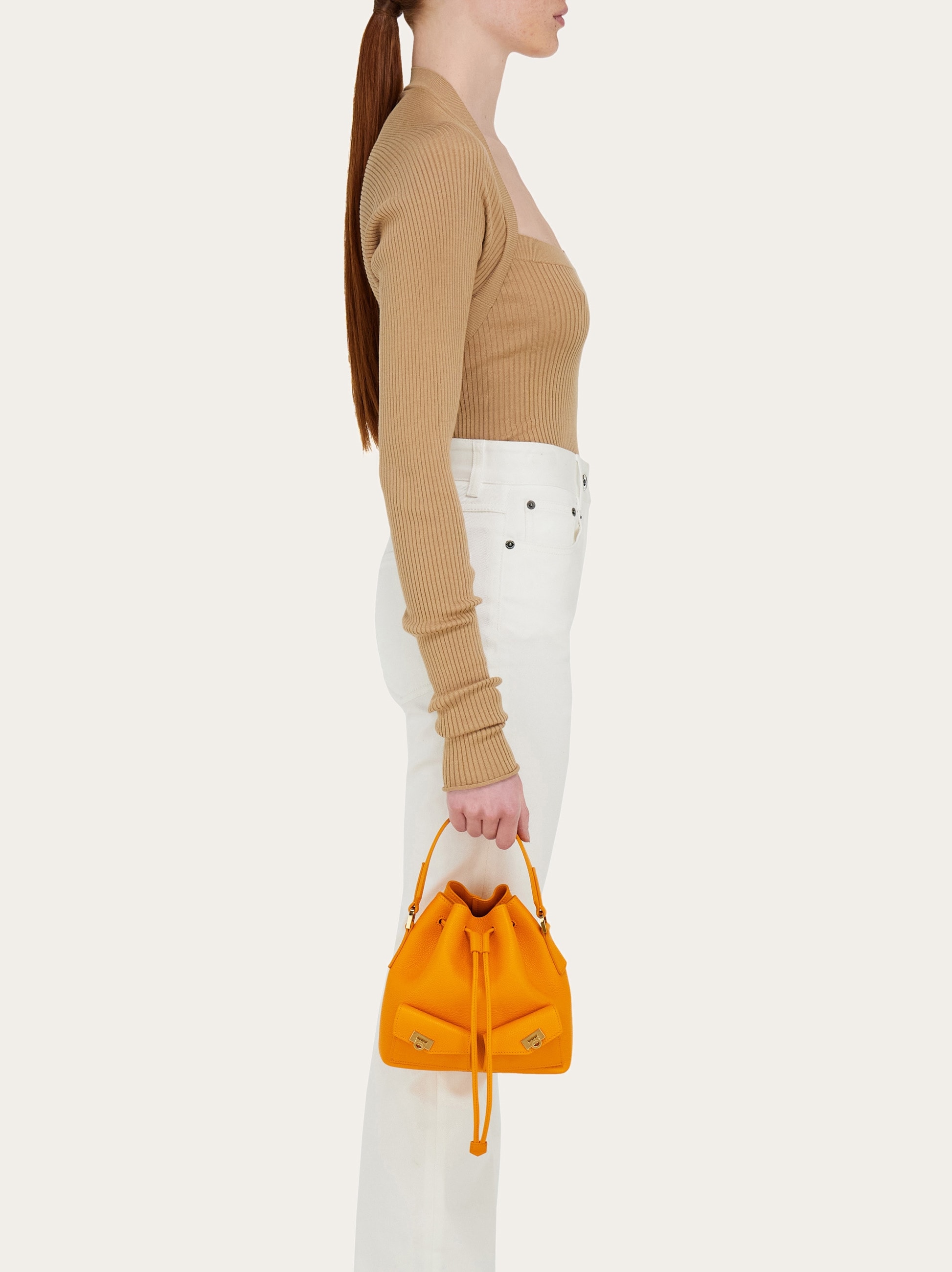 【FERRAGAMO】MEDIUM BUCKET BAG Salvatore Ferragamo Medium Bucket & Drawstring Bags for