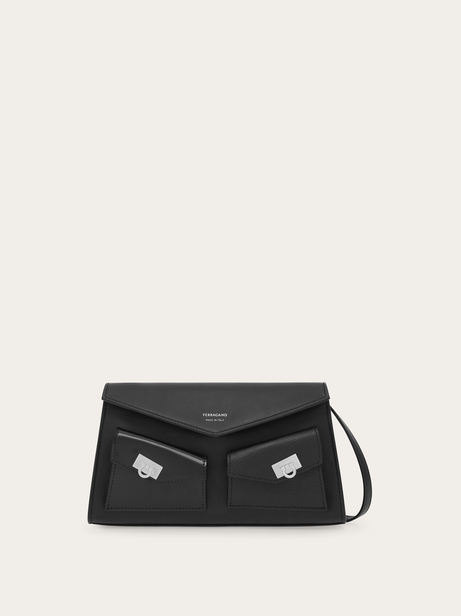 【FERRAGAMO】HANDBAG Salvatore Ferragamo Gancini Fold Lock Top Handle Leather