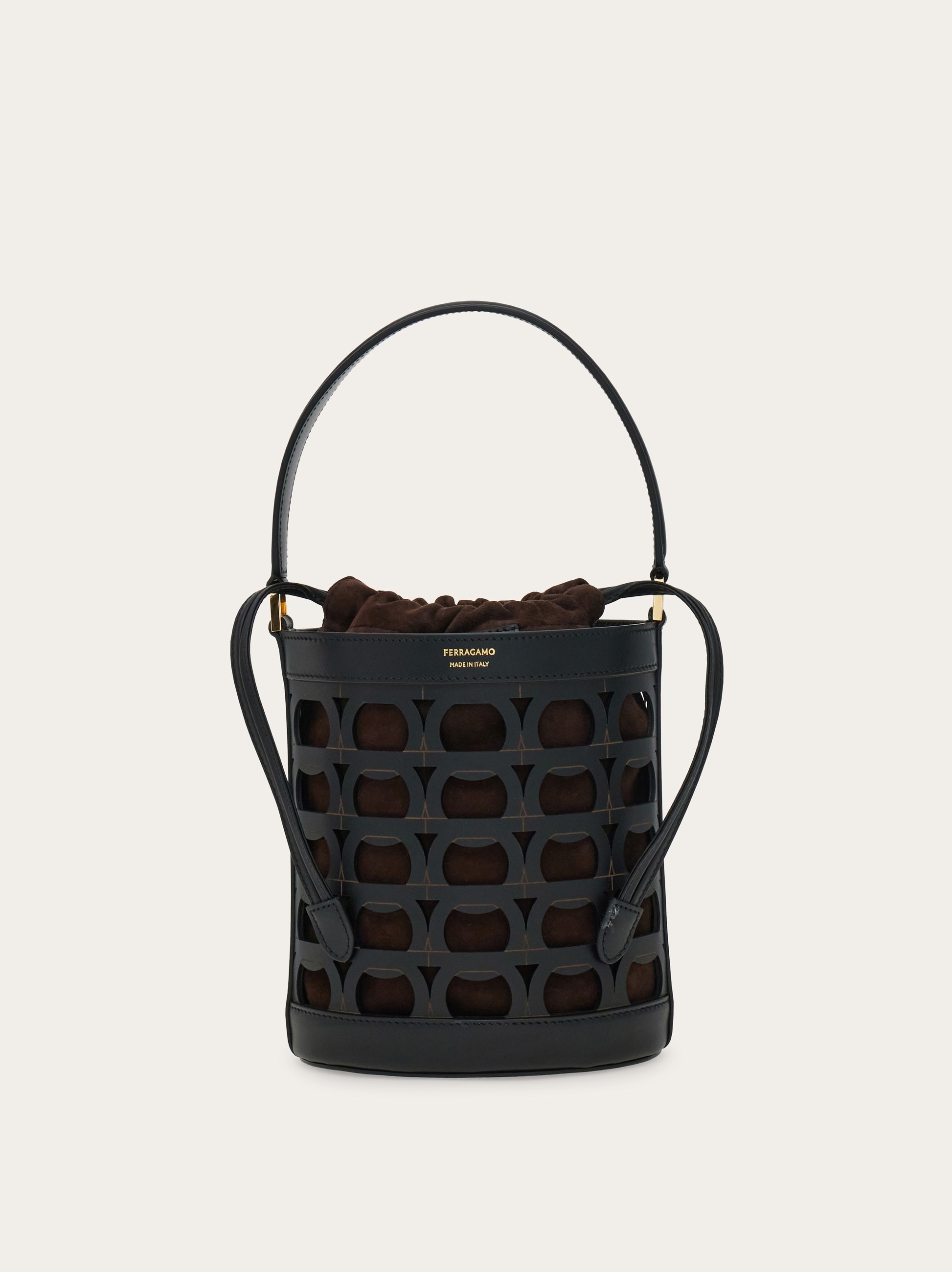 FERRAGAMO ガンチーニレザーミニショルダーバケットバッグ SALVATORE FERRAGAMO】フェラガモ ショルダーバッグ ダブル