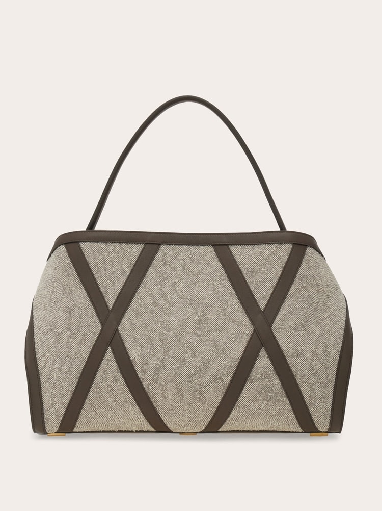 Hug soft shoulder bag  with leather trims (L) Gallery image 5