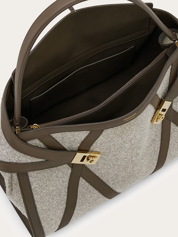 Hug soft shoulder bag  with leather trims (L) Gallery image 6