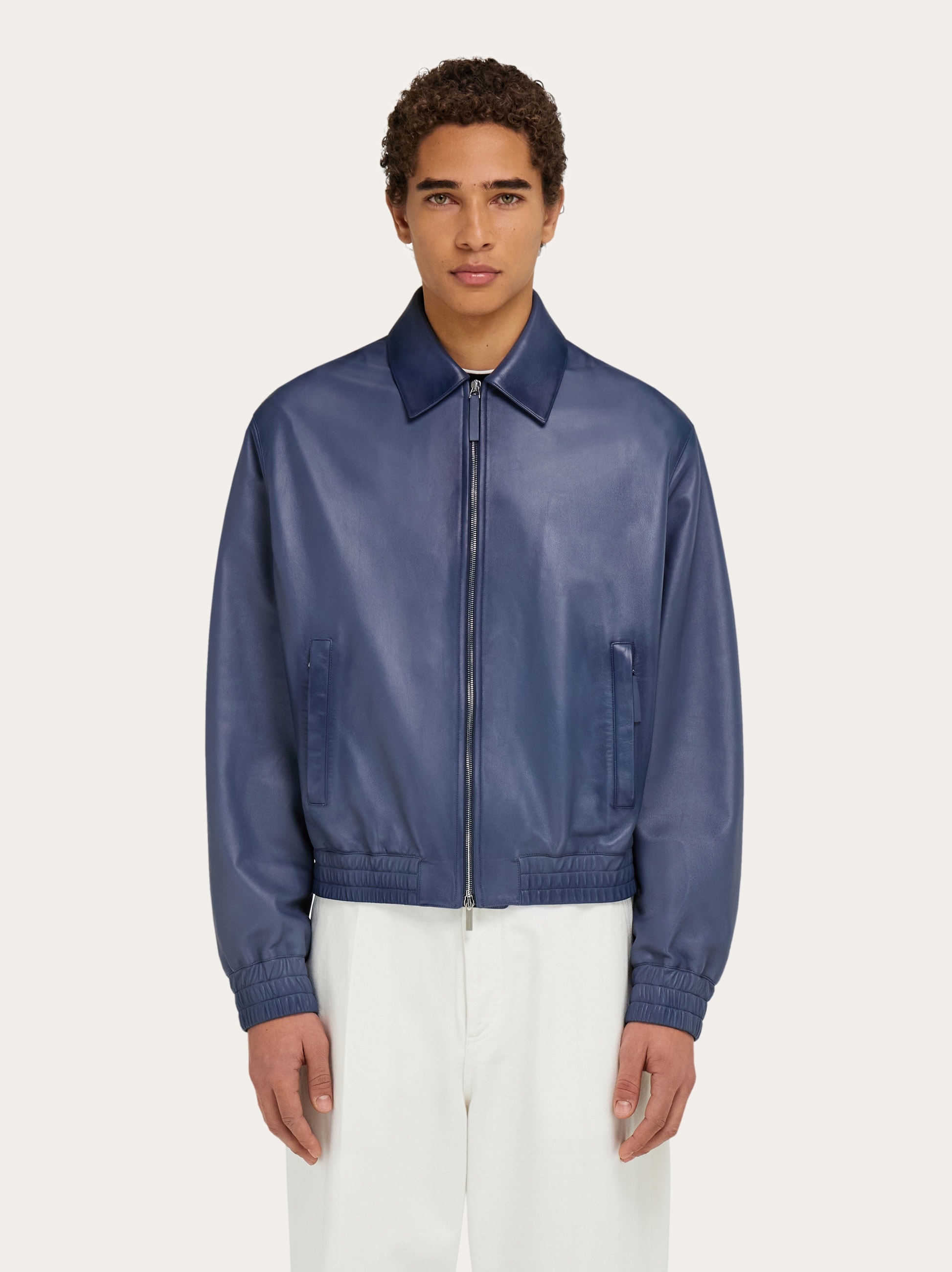 【関税込み】FERRAGAMO Leather blouson Grainy leather blouson - Men | Ferragamo