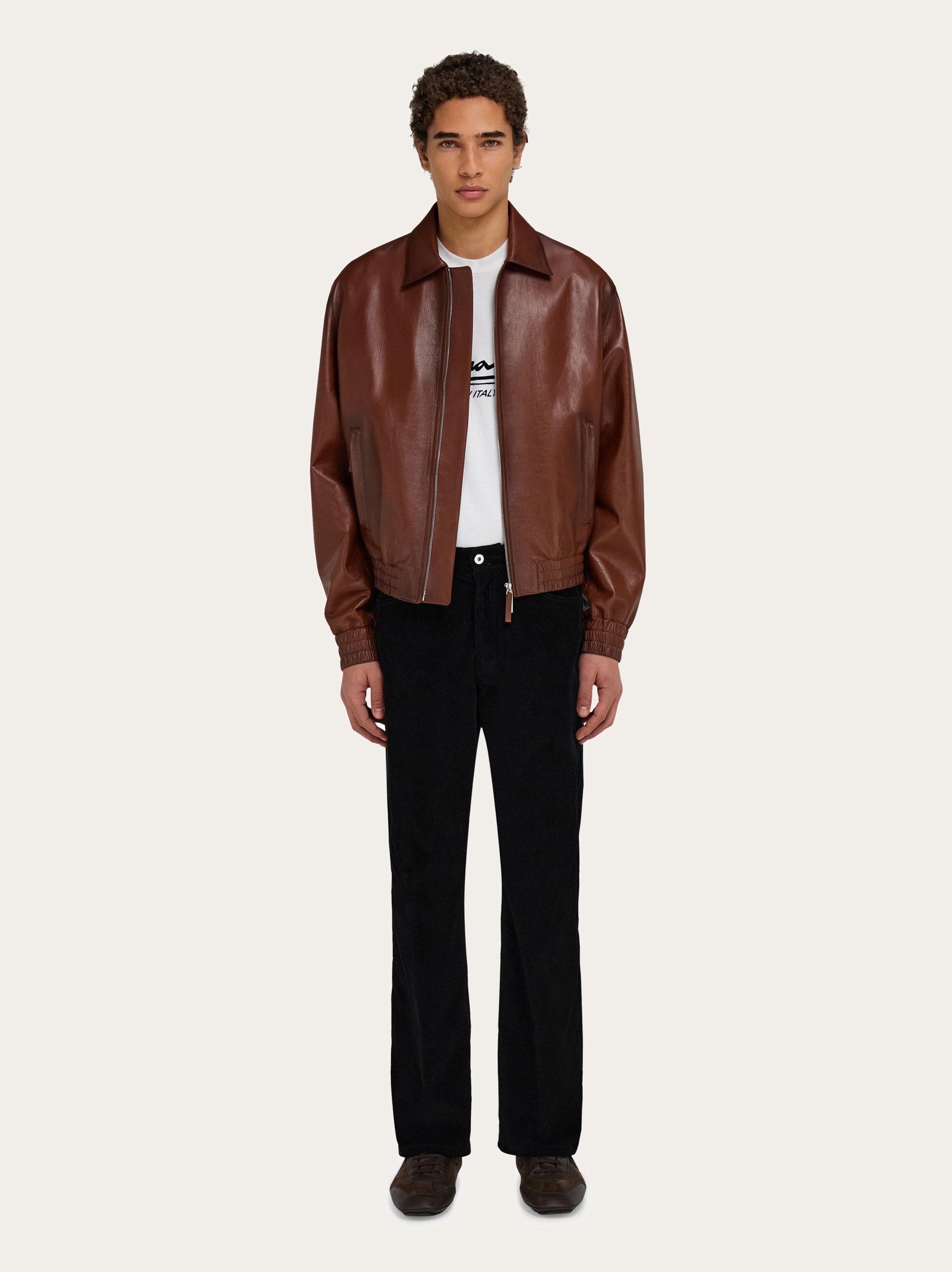 【関税込み】FERRAGAMO Leather blouson 関税込み】FERRAGAMO Leather blouson Grainy leather blouson