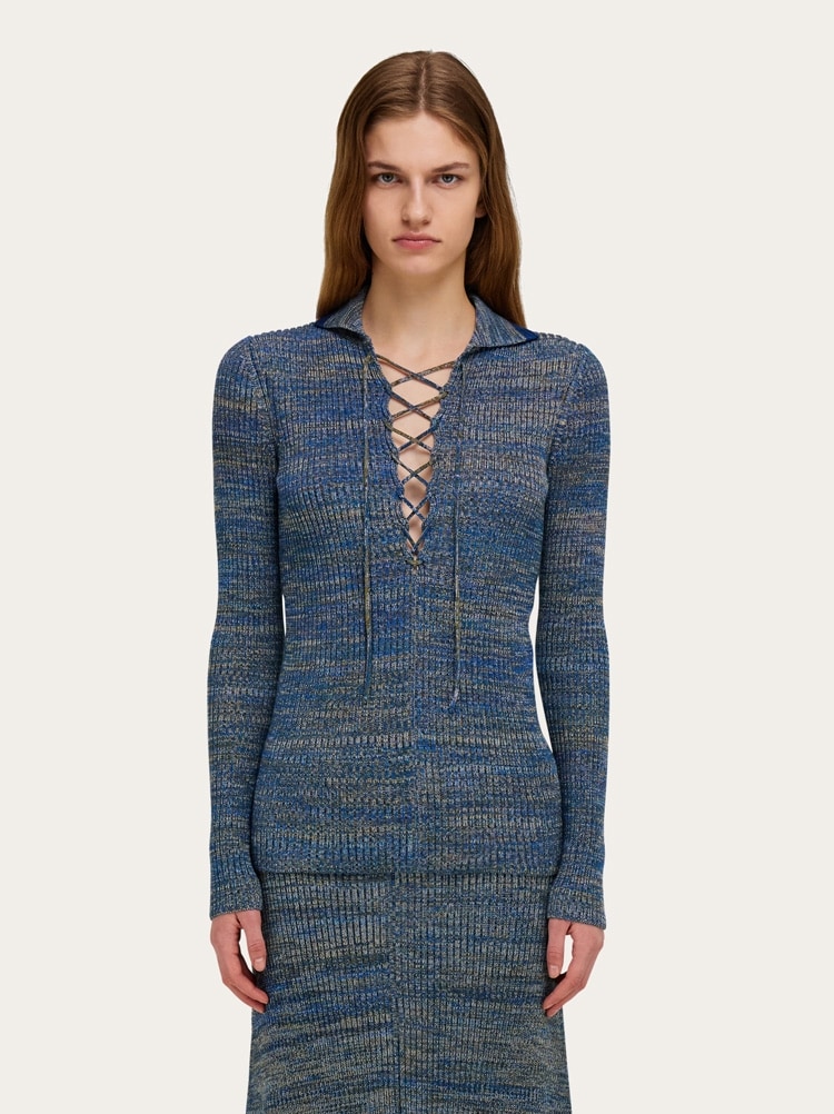 Knitted top with lace detail Gallery image 2