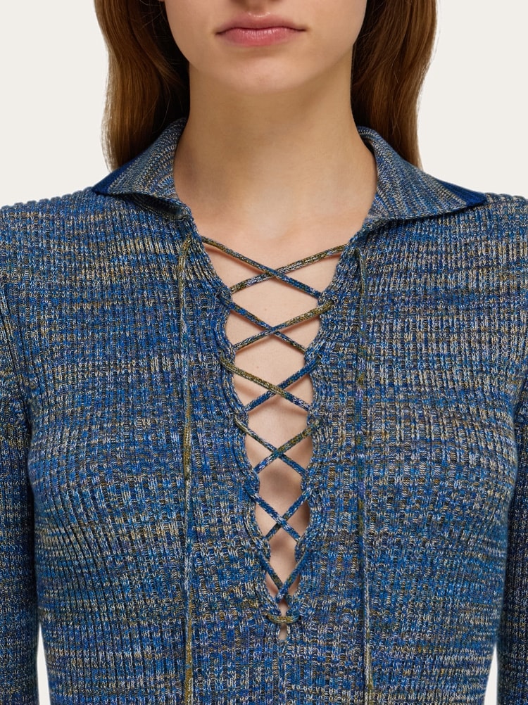 Knitted top with lace detail Gallery image 4