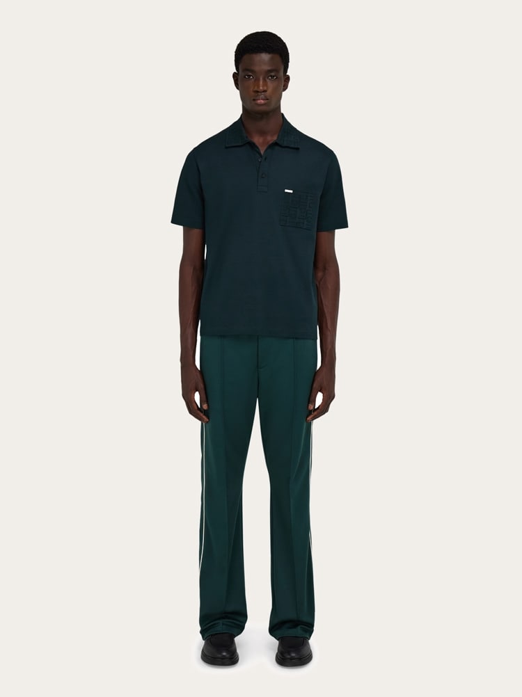 V-neck polo with jacquard pocket detail Gallery image 5