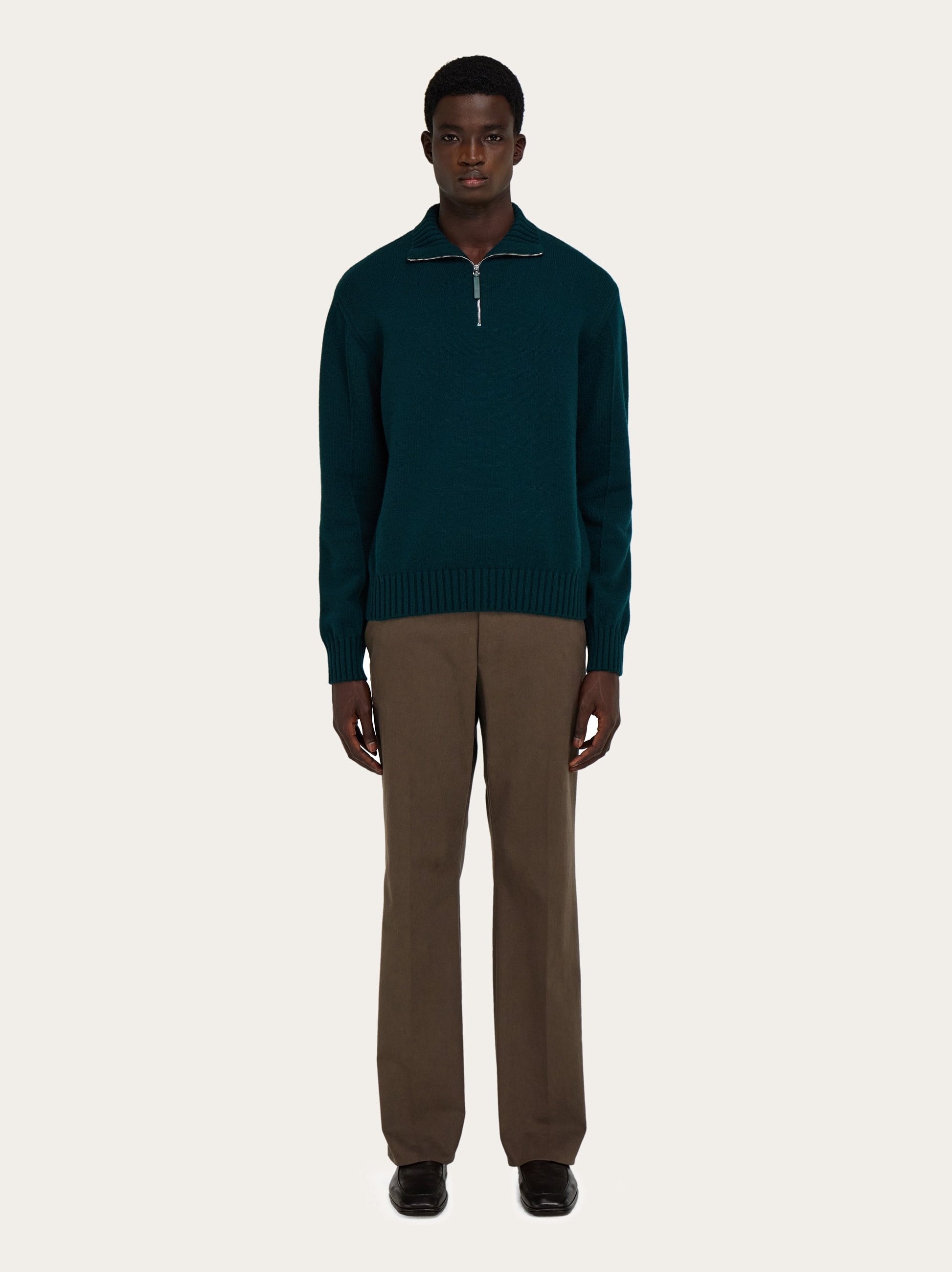 【送料&関税込】Ferragamo Dark Green Cashmere Sweater High neck cashmere pullover - Men | Ferragamo