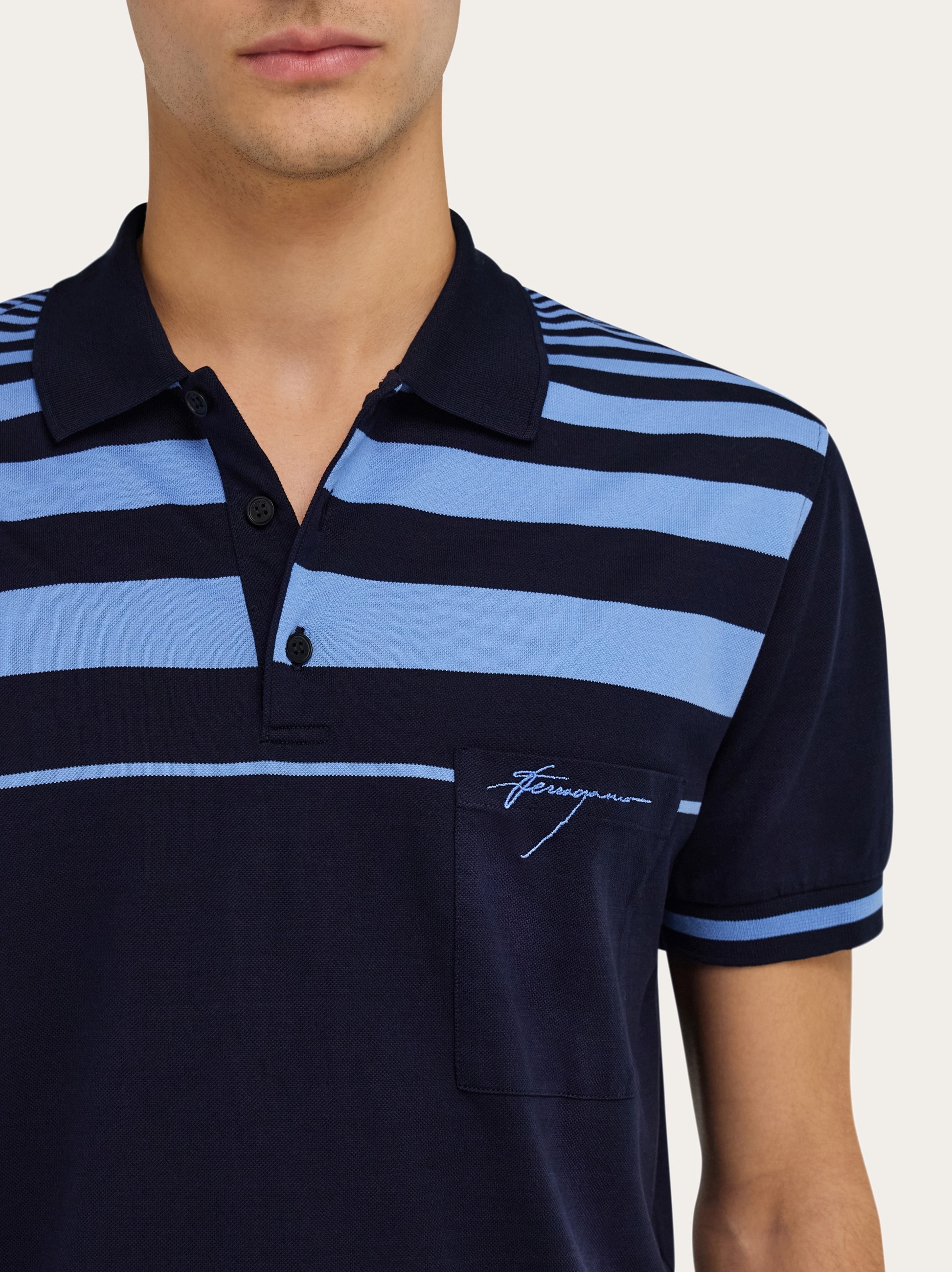FERRAGAMO直営店 ストライプ ポロ Striped polo shirt - Men | Ferragamo