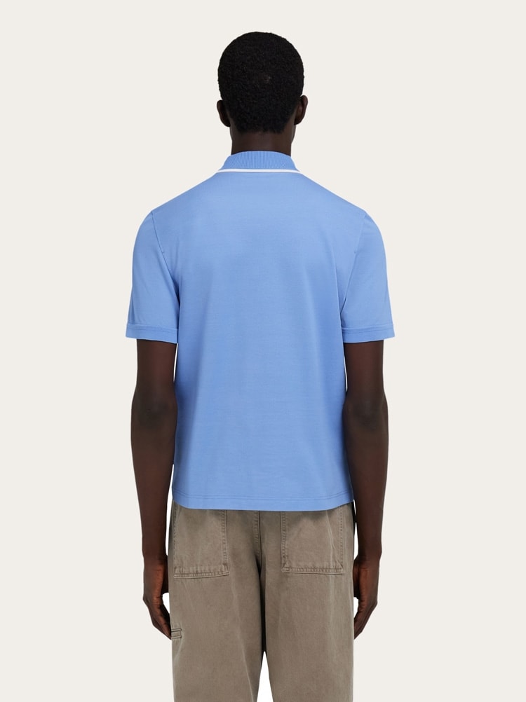 Cotton polo shirt with zip closure Gallery image 3