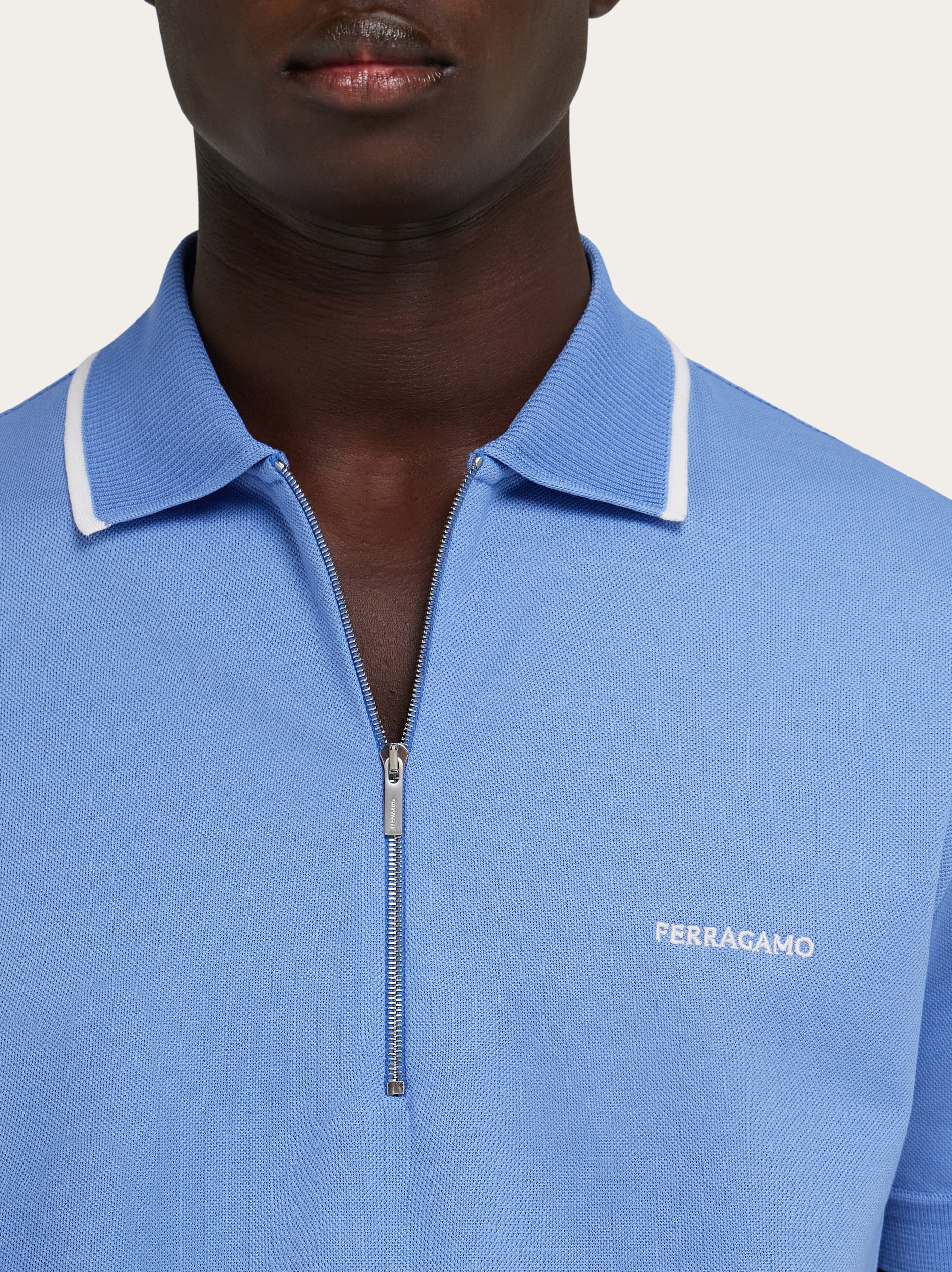 Cotton polo shirt with zip closure - Men | Ferragamo