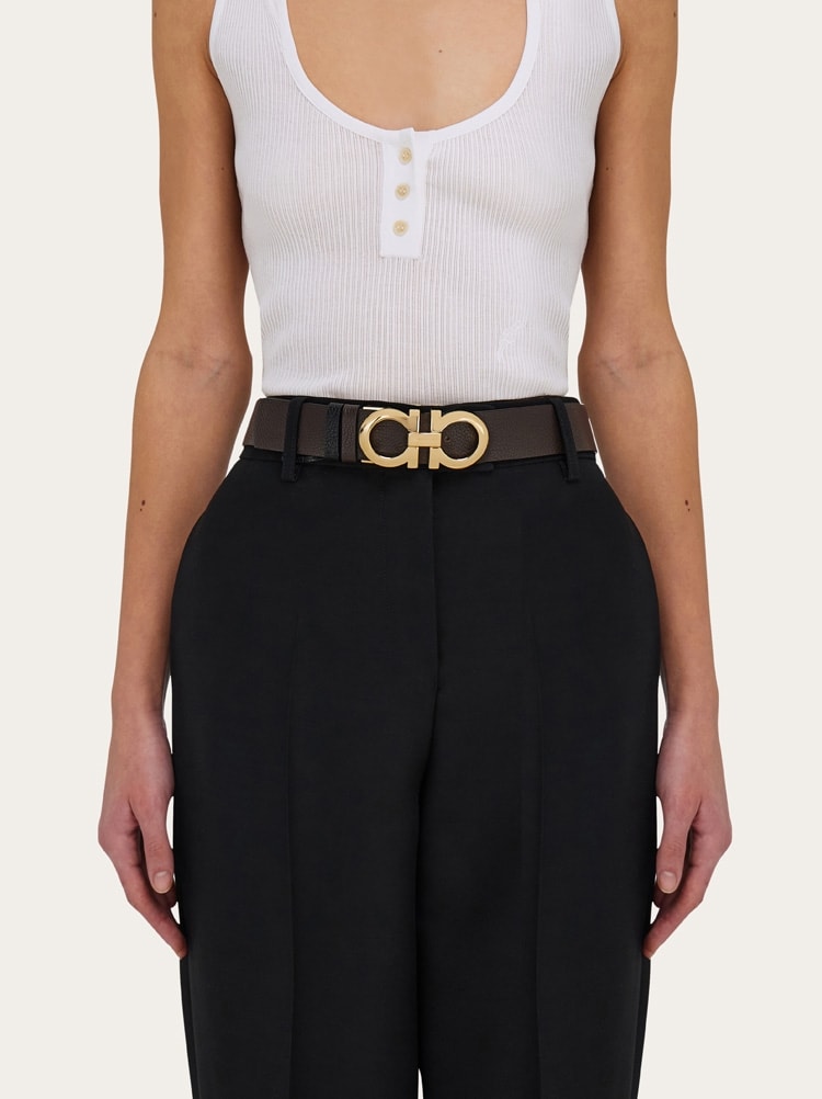 Reversible and adjustable Gancini belt Gallery image 4
