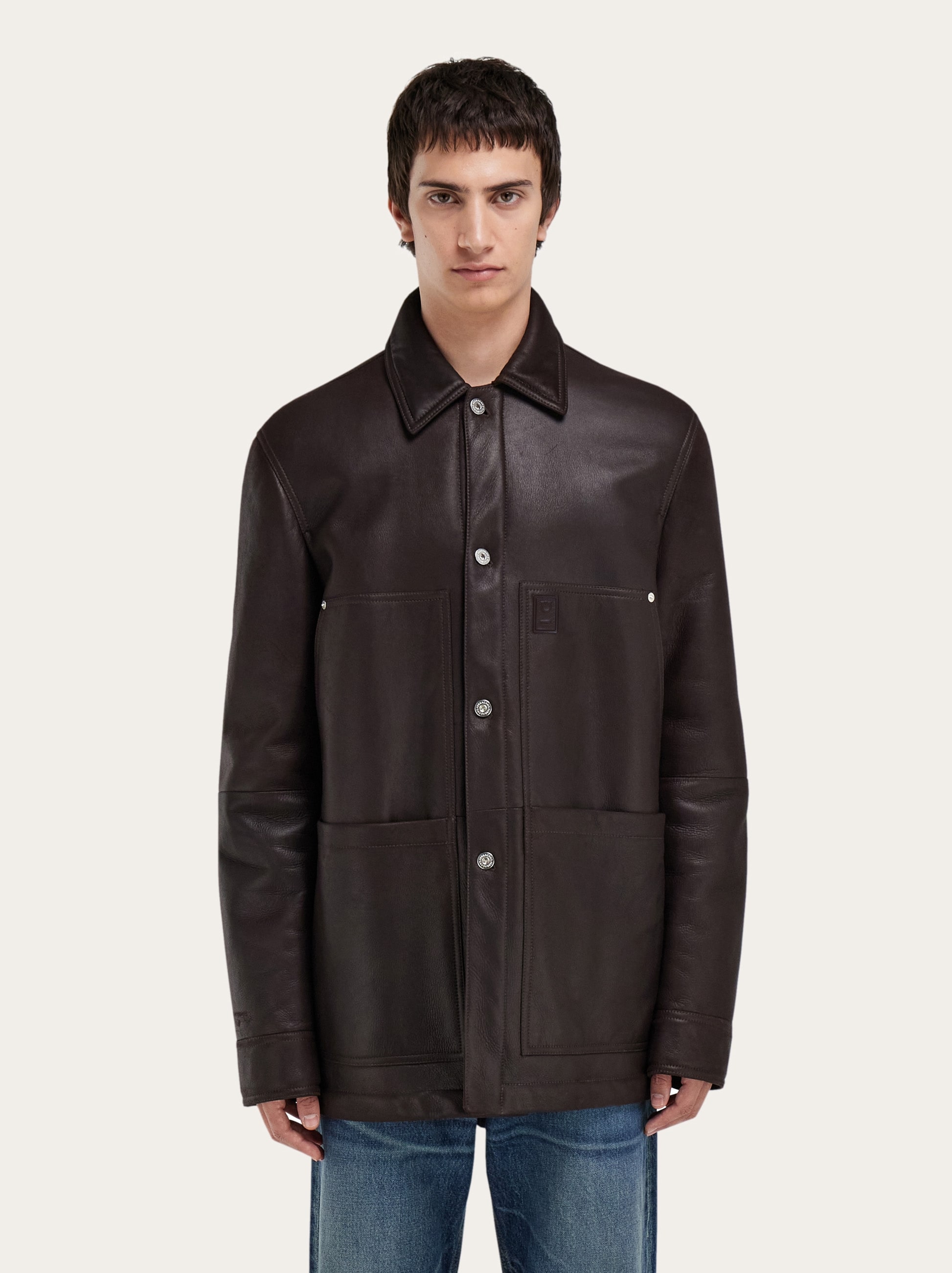 Sheepskin leather blouson - Men | Ferragamo