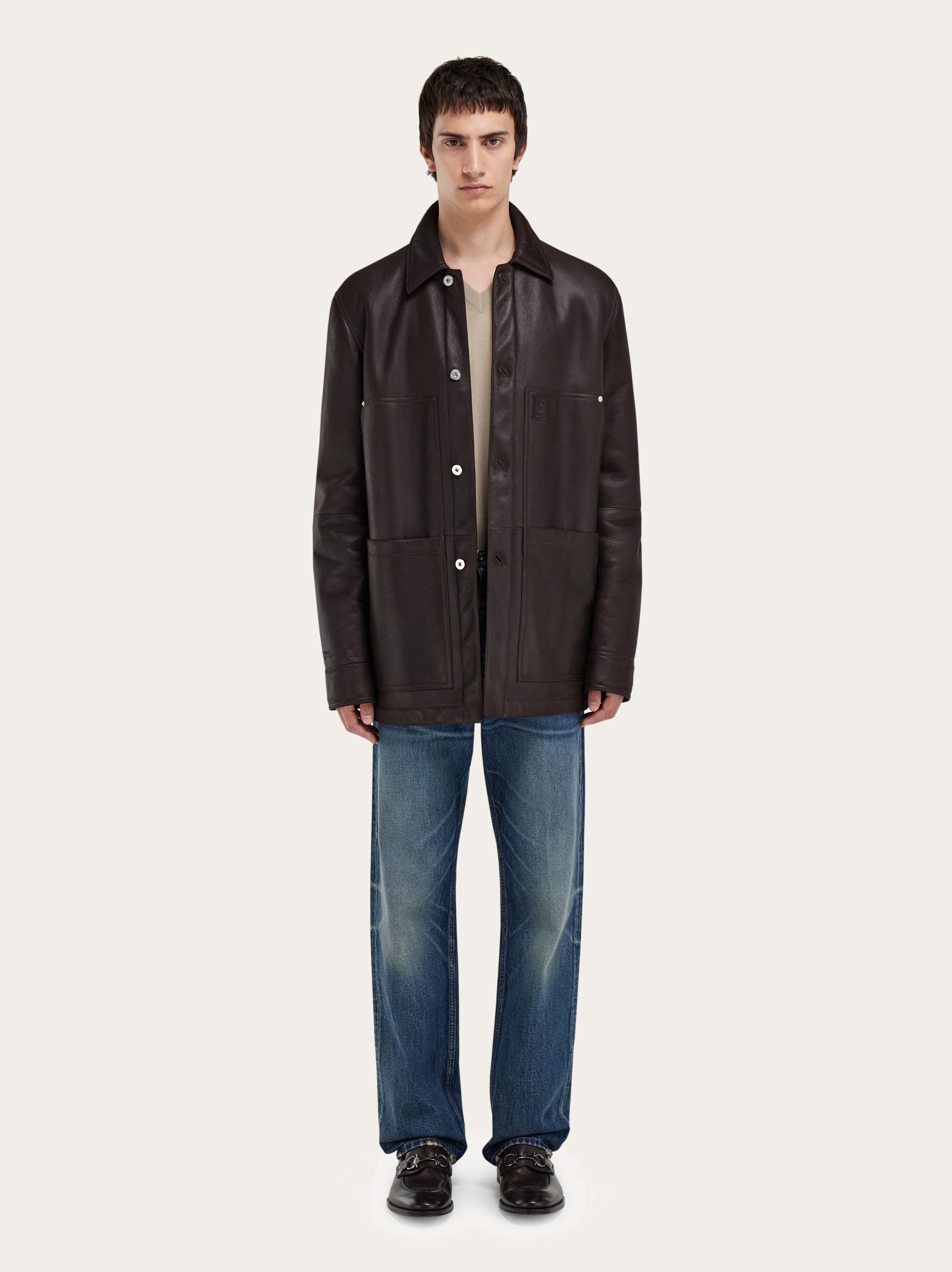 Sheepskin leather blouson - Men | Ferragamo