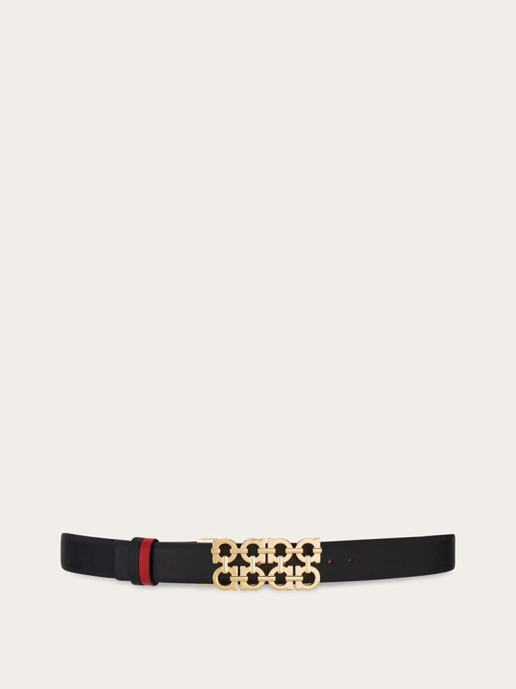 Reversible and adjustable belt with woven Gancini Gallery image 1