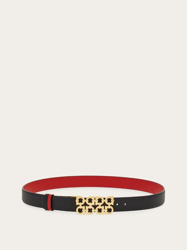 Reversible and adjustable belt with woven Gancini Gallery image 3