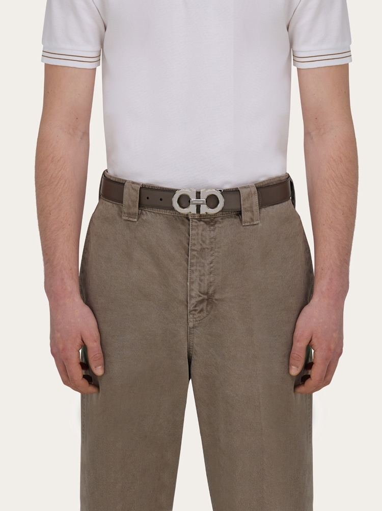 Reversible and adjustable Gancini belt Gallery image 4