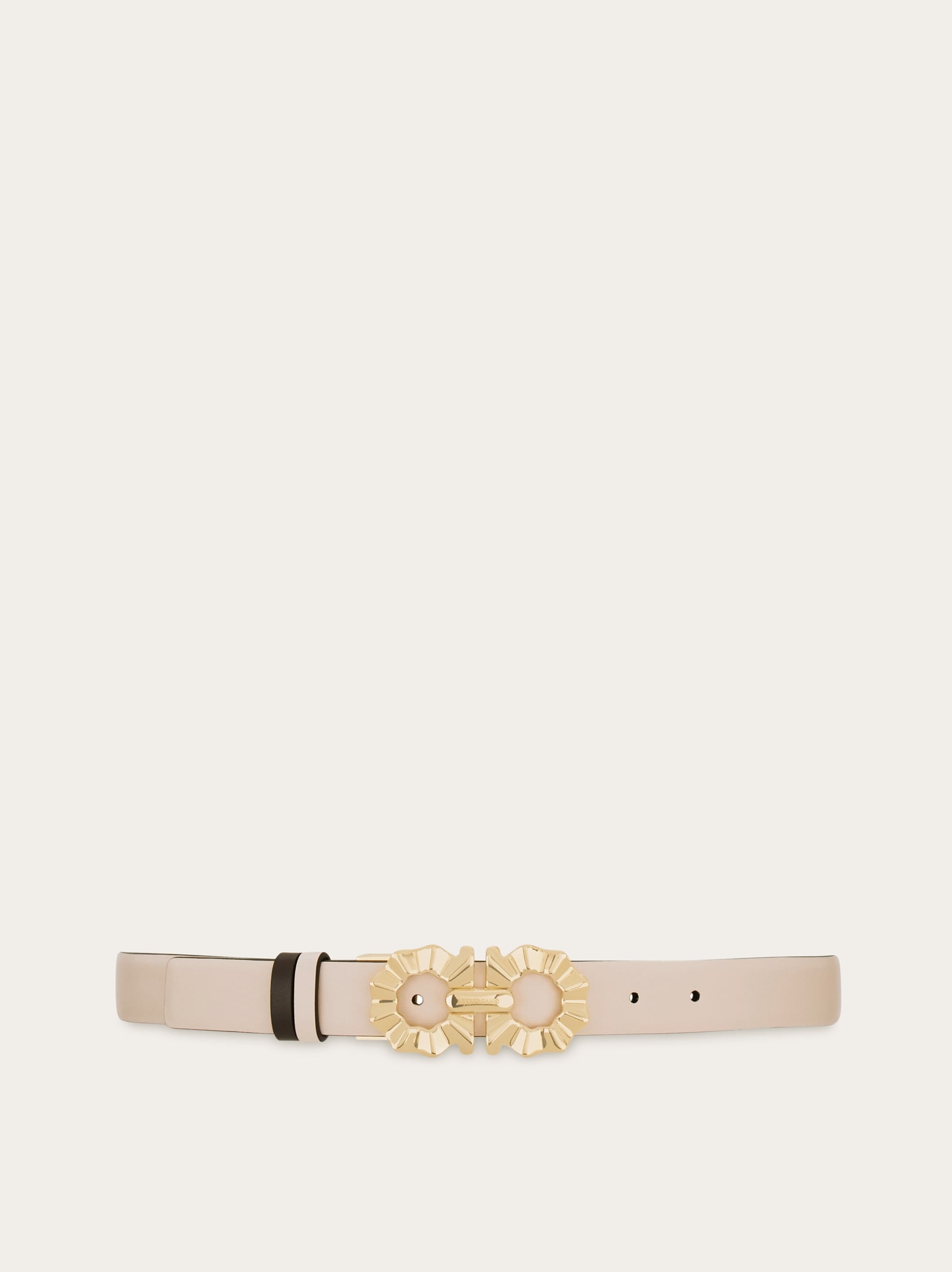 Reversible and adjustable belt with shaped Gancini - Women