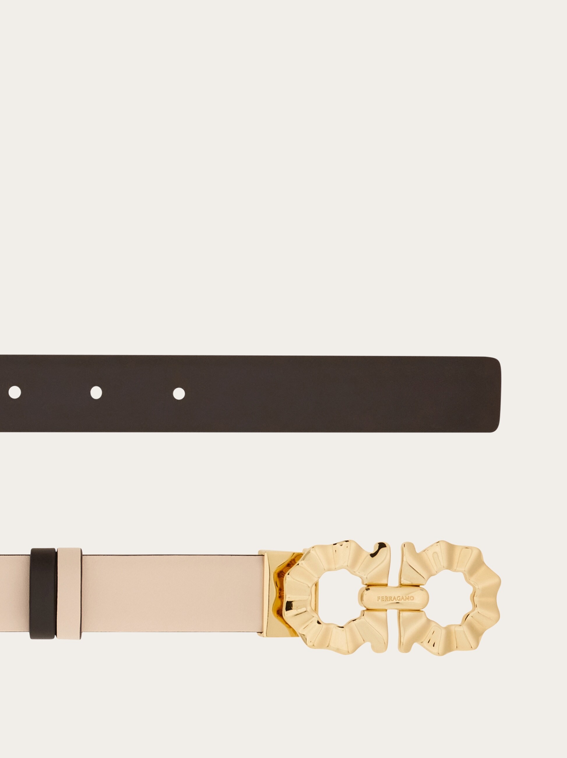 Reversible and adjustable belt with shaped Gancini - Women