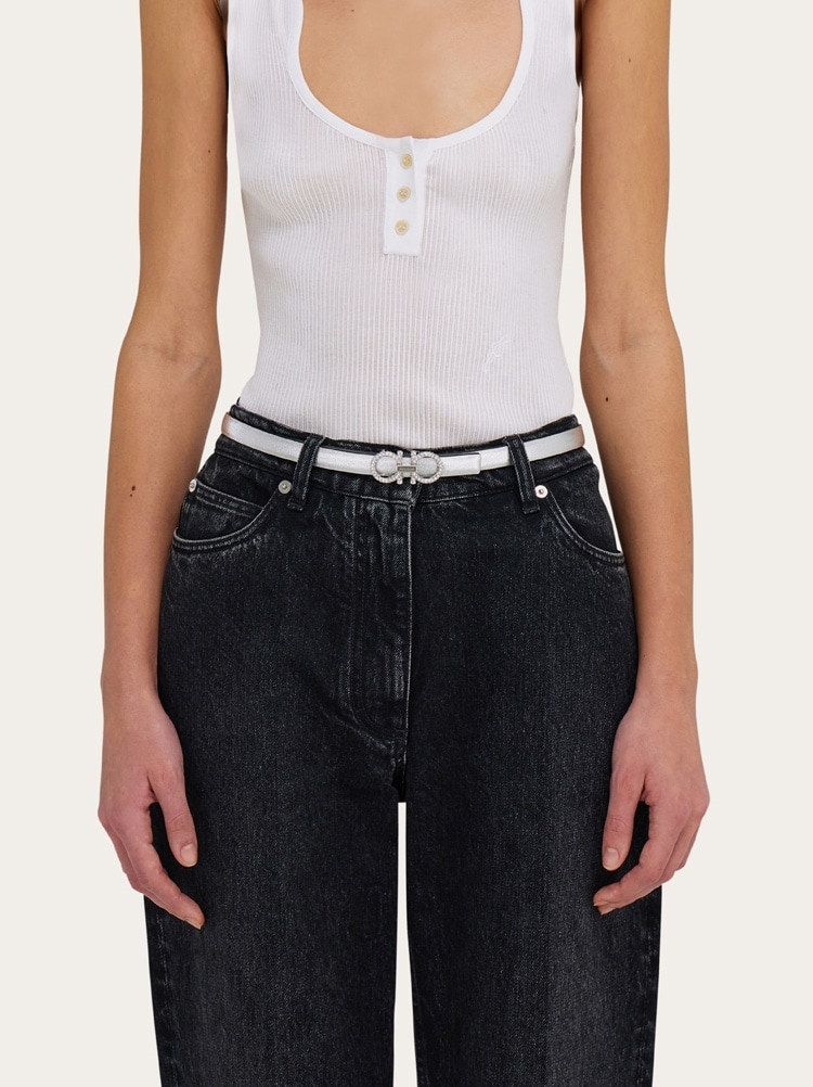 Reversible and adjustable Gancini belt Gallery image 4