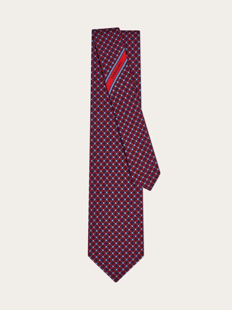 Corbata de seda estampado placa Vara Gallery image 3