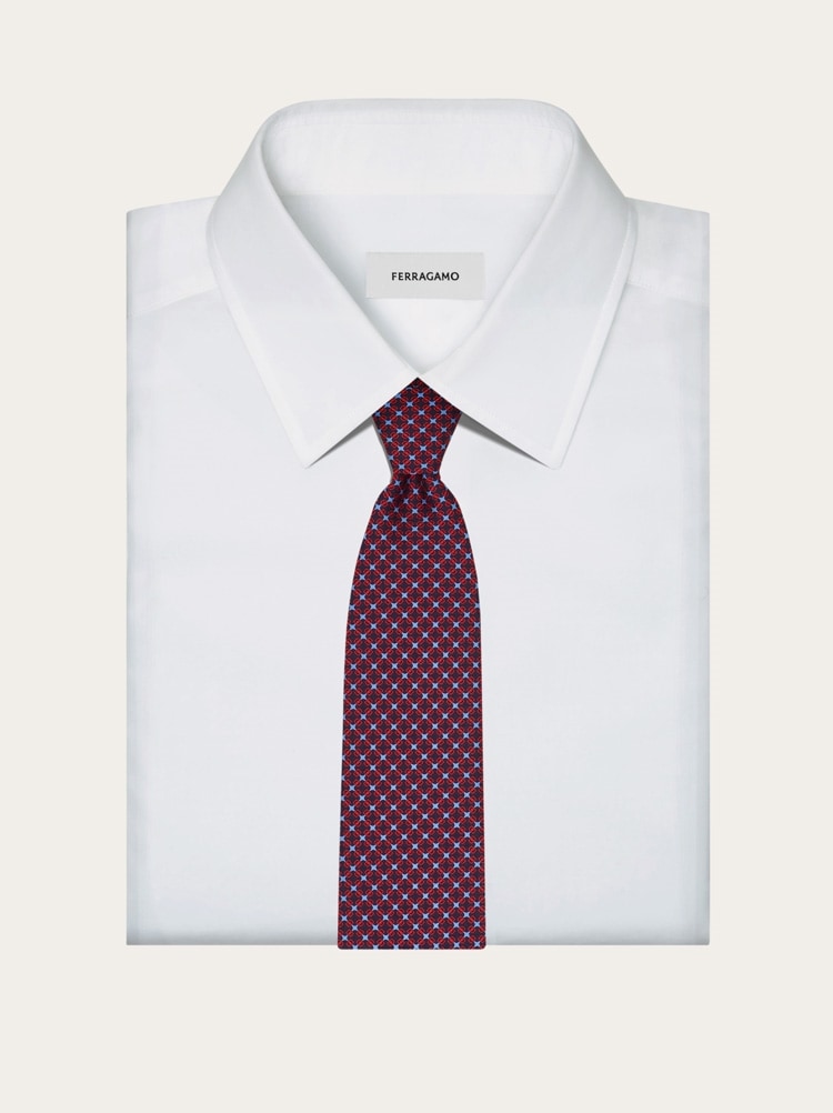 Corbata de seda estampado placa Vara Gallery image 4