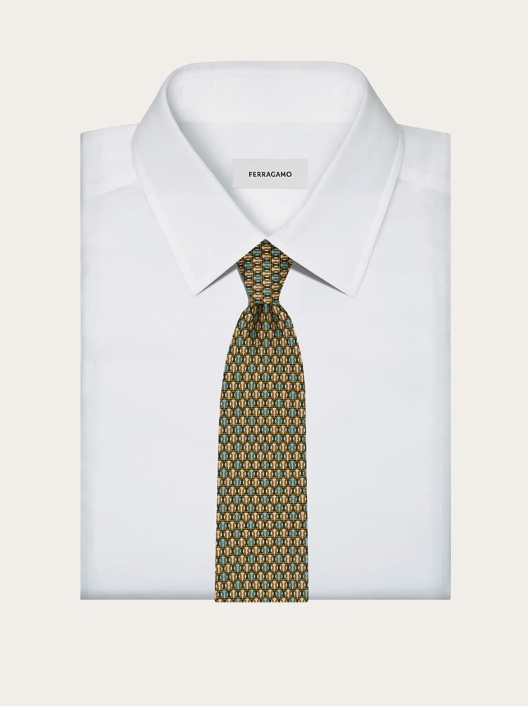 Corbata de seda estampado Gancini lunares Gallery image 4