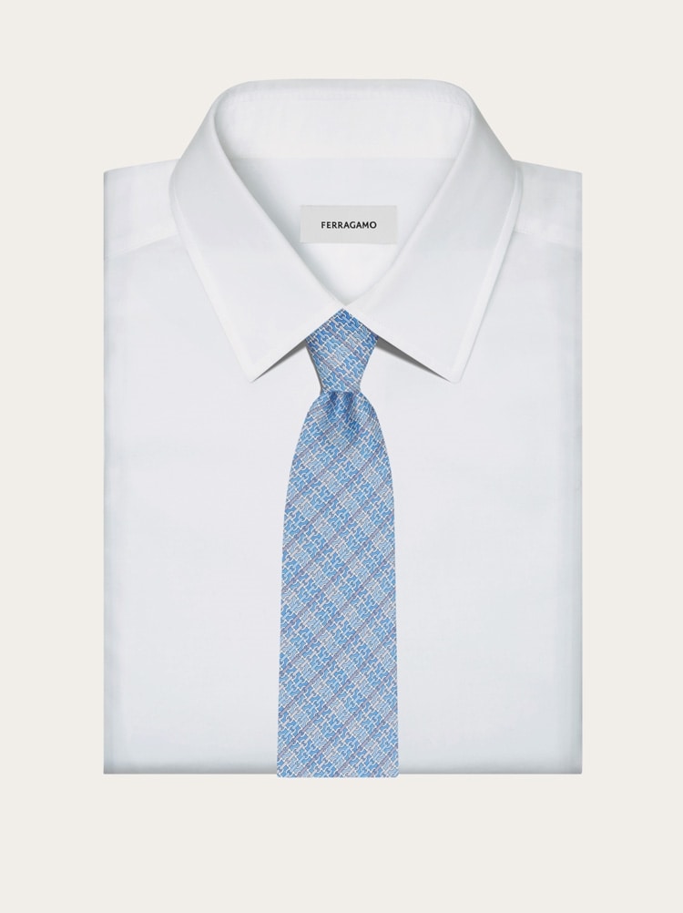 Gancini chain print silk tie Gallery image 4