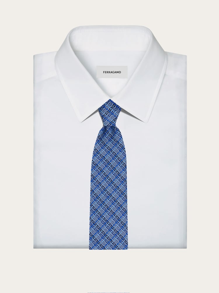 Gancini chain print silk tie Gallery image 4