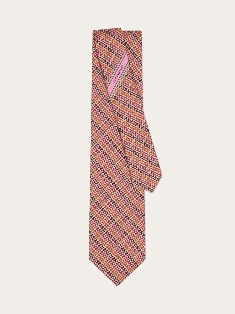 Gancini chain print silk tie Gallery image 3