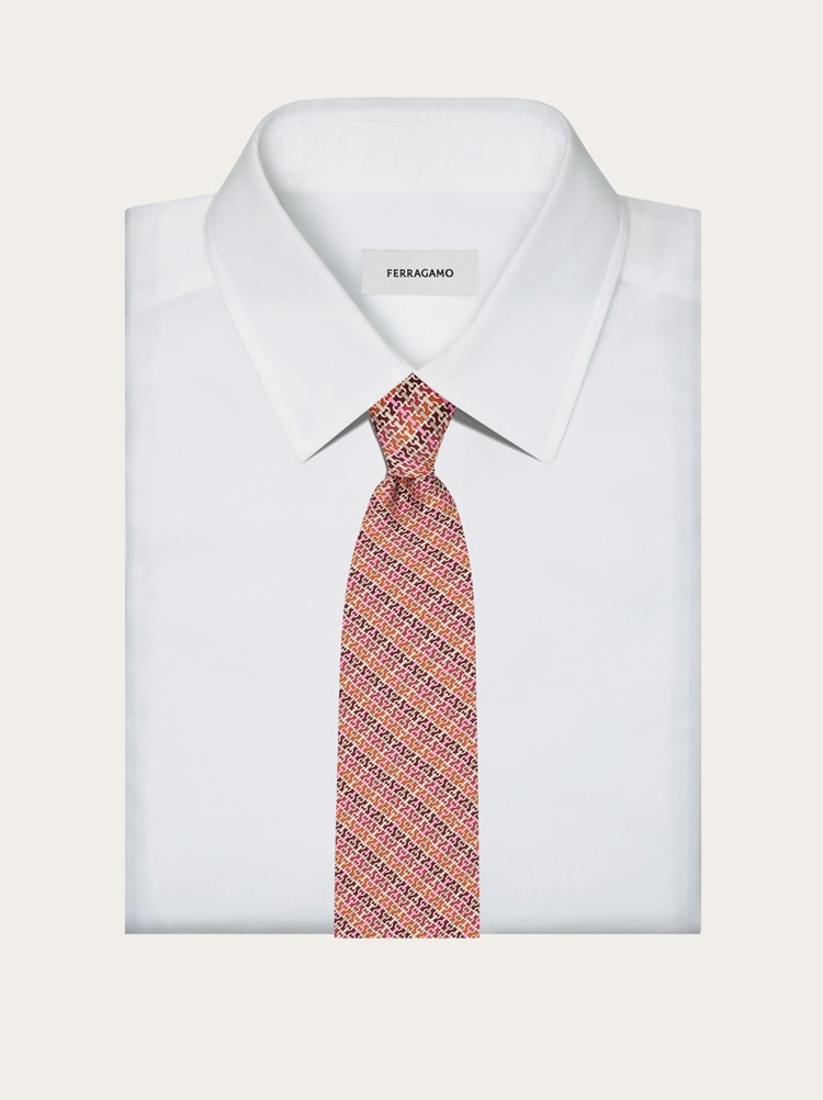 Gancini chain print silk tie Gallery image 4