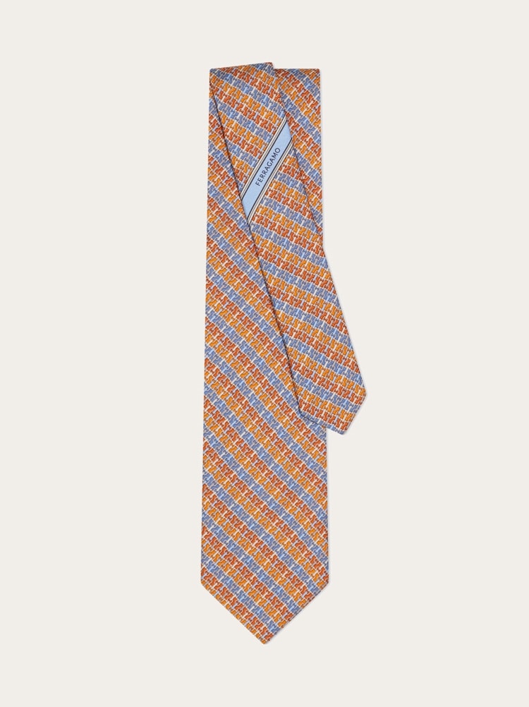 Gancini chain print silk tie Gallery image 3