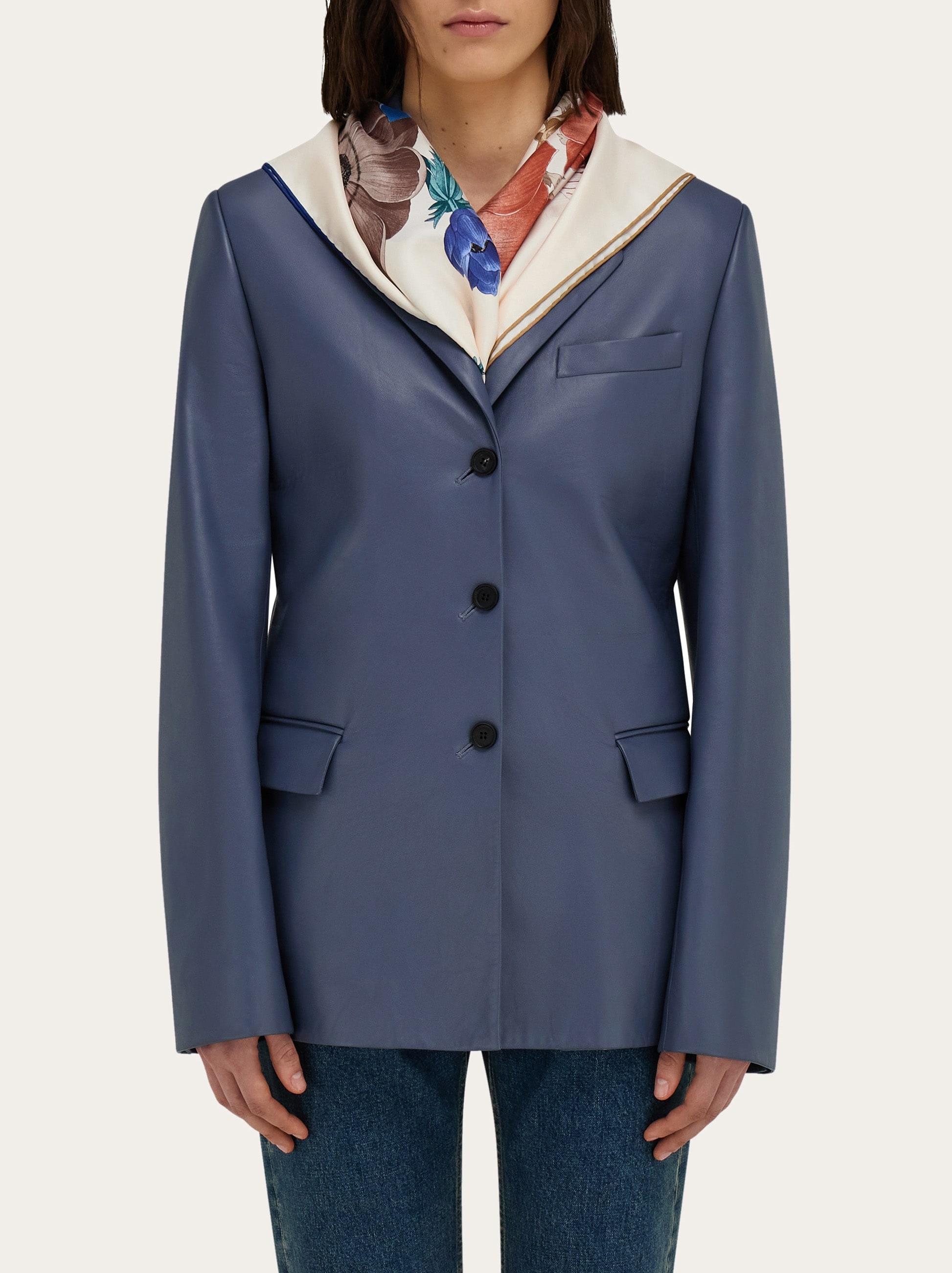 Salvatore Ferragamo スカーフ シルク チーター ブルー Cheetahs print silk bandeau - Women | Ferragamo