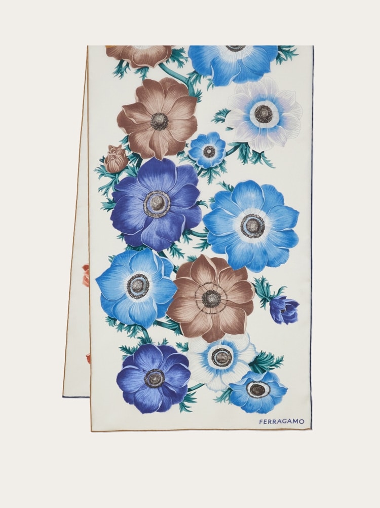 Anemone print silk scarf Gallery image 1