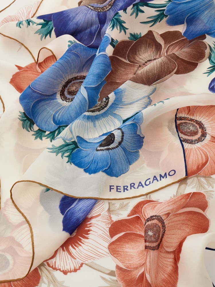 Anemone print silk scarf Gallery image 2