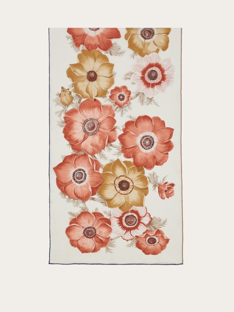 Anemone print silk scarf Gallery image 4