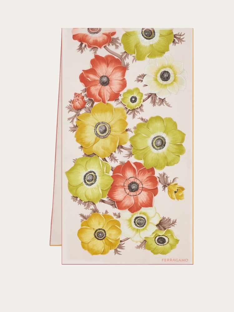 Anemone print silk scarf Gallery image 1