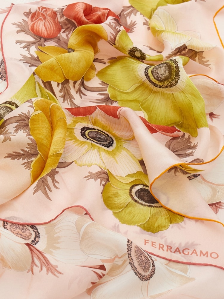 Anemone print silk scarf Gallery image 2